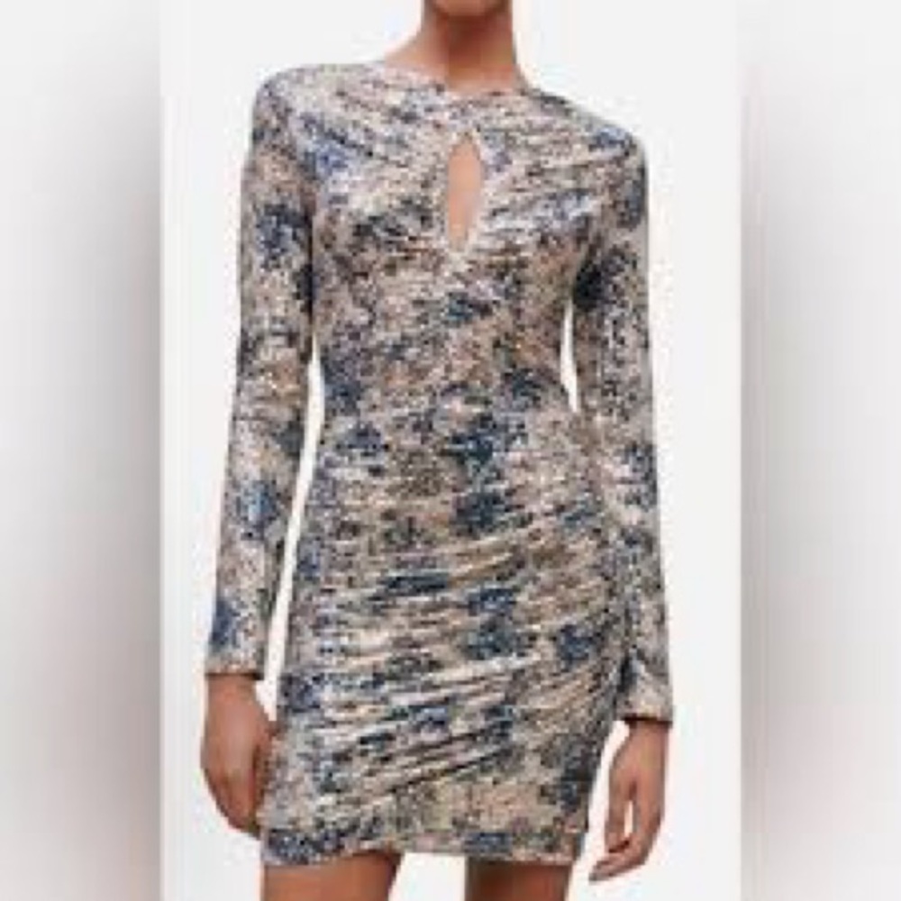 Maje, Raquine Sequenced Ruched Dress, NWT size 40